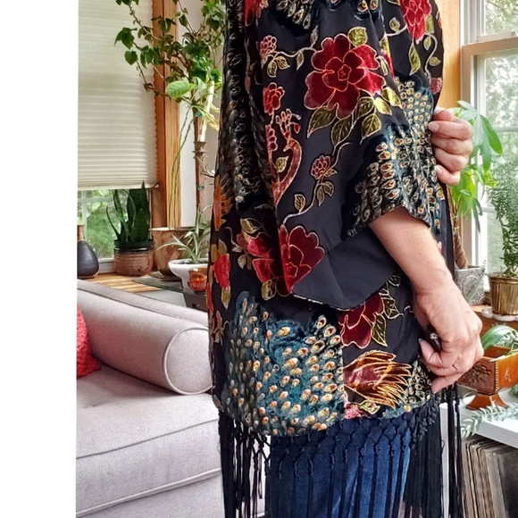 Xhilaration Fringed Burnout Kimono - Picture 3 of 5